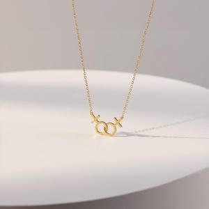 Lesbian Pride Necklace, Double Venus Necklace, Lesbian Gender Pendant, Gold Lesbian Jewelry Christmas Gift For Her, Wedding Lesbian Necklace image 9