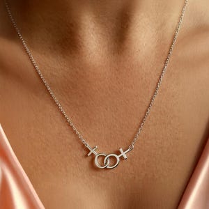 Lesbian Pride Necklace, Double Venus Necklace, Lesbian Gender Pendant, Gold Lesbian Jewelry Christmas Gift For Her, Wedding Lesbian Necklace image 2