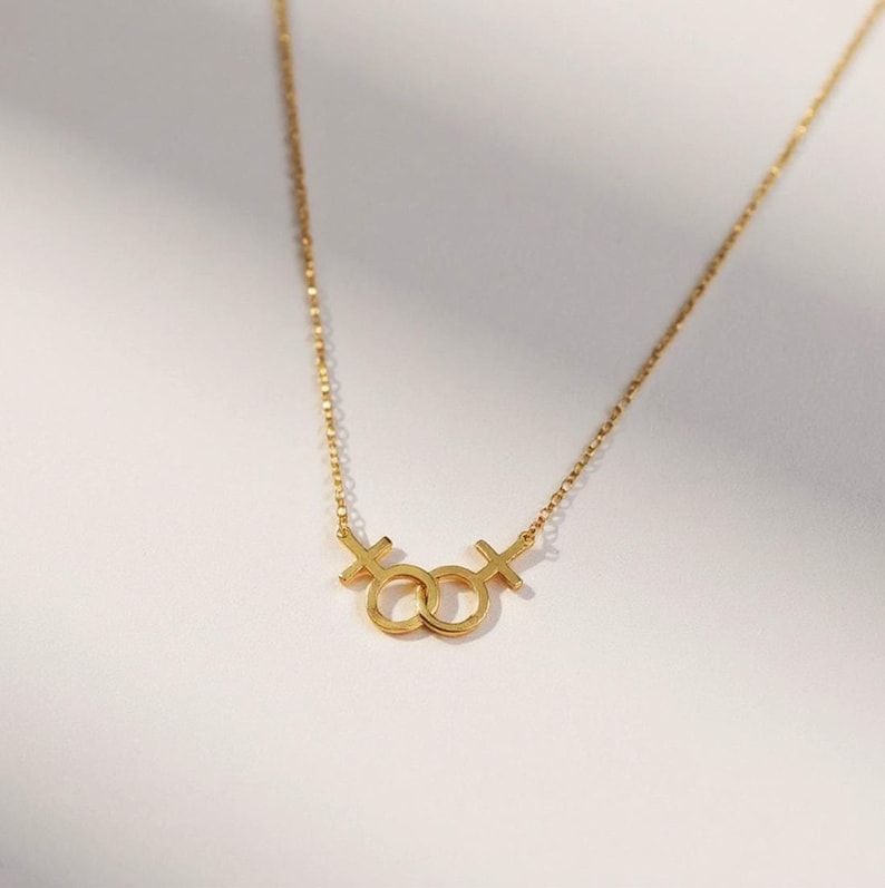 Lesbian Pride Necklace, Double Venus Necklace, Lesbian Gender Pendant, Gold Lesbian Jewelry Christmas Gift For Her, Wedding Lesbian Necklace image 7