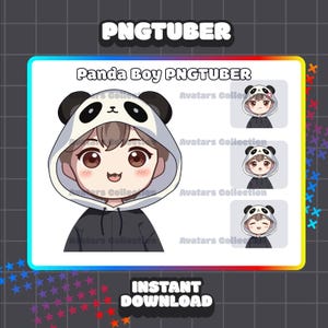 Cute Panda Boy pngtuber model | Kawaii | Chibi | Ready For Twitch | VTuber Avatar Streaming | Vtuber Assets | OBS | Premade PNG Tuber