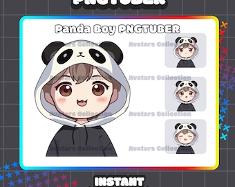 Cute Panda Boy pngtuber model | Kawaii | Chibi | Ready For Twitch | VTuber Avatar Streaming | Vtuber Assets | OBS | Premade PNG Tuber
