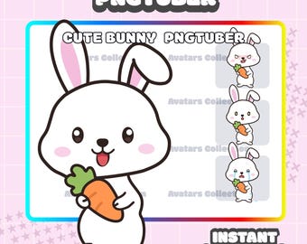 Cute Bunny PNGTuber Model | Kawaii Vtuber Avatar (Digital Download)
