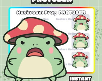 Mushroom Frog PNGTuber | Chibi | Kawaii | Vtuber | Cute | Twitch | YouTube | Streaming | Ready to Use and Download for OBS Streamlabs