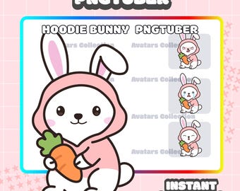 Hoodie Bunny PNGTuber Model: Chibi VTuber Avatar (Digital Download, Veadotube File Included)
