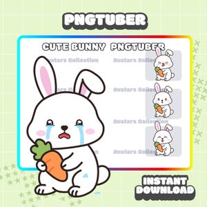 PNG-knolmodel Kawaii Bunny | Schattig | Chibi | Klaar voor Twitch | VTuber-avatarstreaming | Vtuber-activa | OBS | Voorgemaakte PNG-knol GIFTuber