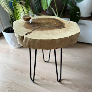 Coffee Table, Wooden Coffee Table, Live Edge Coffee Table, Modern Coffee Table, Round Coffe Table, Hairpin Legs, Gift