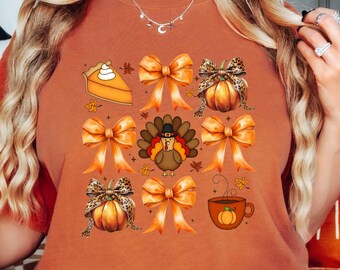 Thanksgiving Coquette Bow Shirt, Turkey Coquette Shirt, Fall Sweatshirt, Turkey Shirt, Thanksgiving Things Shirt, Pumpkin Coquette Shirt