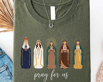 Pray For Us Catholic Saint Shirt, Christian Faith Tee, Religious Gift Tee, Bible Verse Women Top, All Saints Day Gift, Christian Mom Sweater