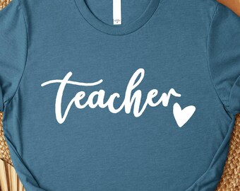 Teacher Heart Shirt, Gift For Teacher, Teacher Shirt, Teacher Appreciation Shirt, Teacher Sweatshirt, Minimalist Teacher Sweatshirt