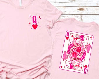 Queen of Hearts Shirt, Valentine's Day T-shirt, Cute Heart Card Tee, Playing Card Queen Top, Valentine Gift For Women, Girlfriend Sweatshirt