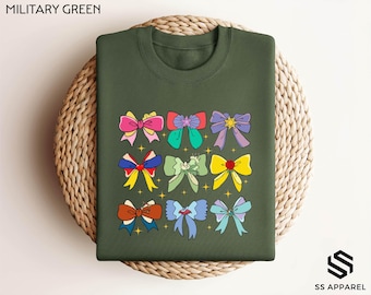 Disney Princess Cute Ribbons Sweatshirt, Disney Princess Coquette Shirt, Aurora Ariel Belle Cinderella, Disney Girls Shirt, Disneyland Trip