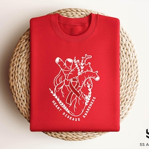 Heart Disease Awareness Sweatshirt, Heart Awareness Shirt, Anatomical Heart Coquette Hoodie, I Wear Red In February Shirt, Cardiac Nurse