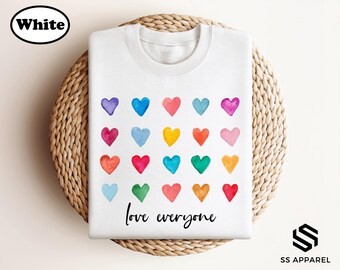 Double Heart Shirt, Watercolor Heart T-Shirt, Valentines Day Sweater, Mothers Day Gift Sweatshirt, Anniversary Girlfriend Shirt Gift