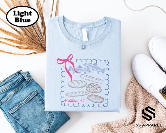 Fish And Loaves Jesus Math Bible Study Shirt, Feeding 5000 Matthew 14 Scripture Gift, Modern Christian Catholic Church Youth Group T-Shirt