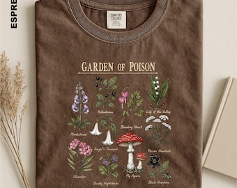 Comfort Colors Poison Garden Shirt, Vintage Botanical Tee, Gothic Plant Lover Gift, Dark Academia Cottagecore Floral Nature T-Shirt Sweater