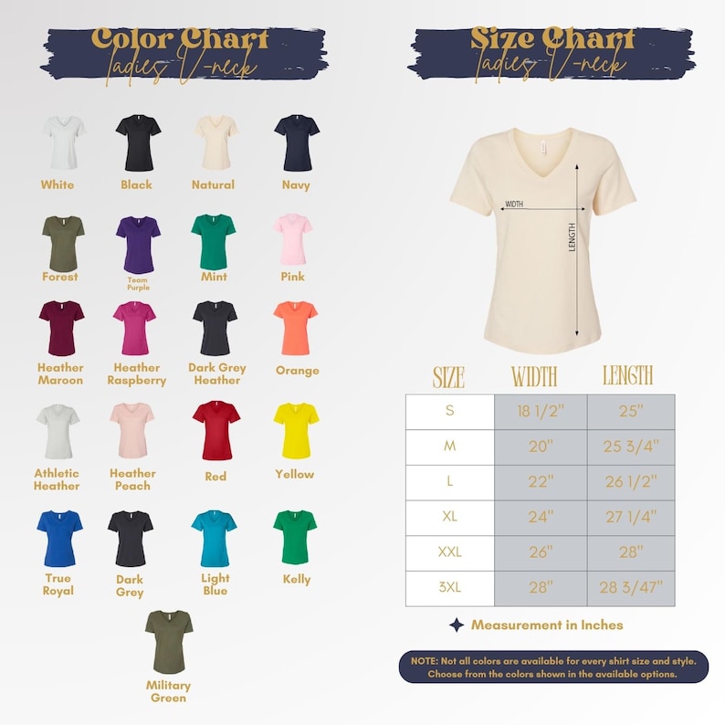 a women's v - neck t - shirt size guide
