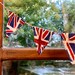 Mini Union Jack bunting! Double sided tiny festive patriotic British bunting for window or desk decor, indoor outdoor jubilee decorations.