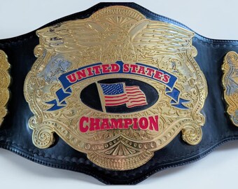 United States Championship Style Replica Belt Gold Black Adult Size Wrestling Collectible
