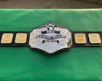 Réplica del cinturón de campeón mundial de peso pesado de lucha libre de 1985, chapado en oro y plata, 4 mm, tamaño adulto.