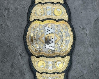 Cinturón réplica estilo Campeonato Mundial, dorado, plateado y negro, tamaño adulto, de lucha libre, título coleccionable.