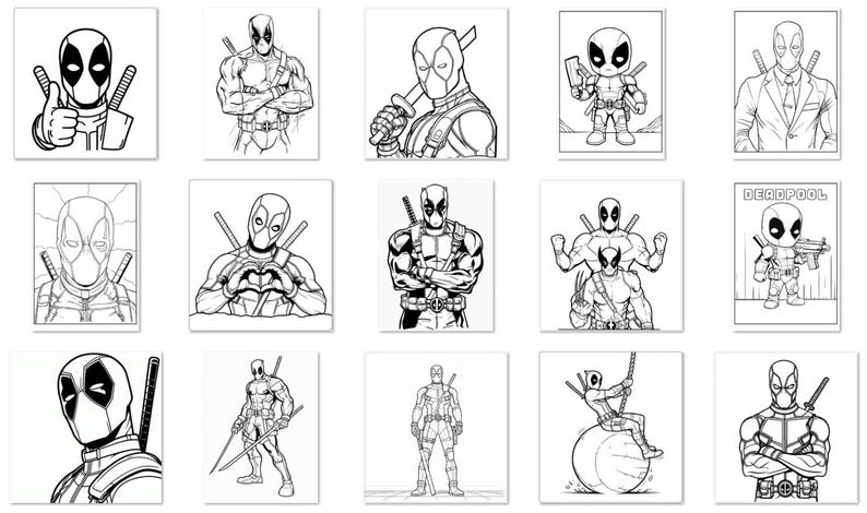 Deadpool Coloring Book 60 Pages: Fun and Educational Activity ...
