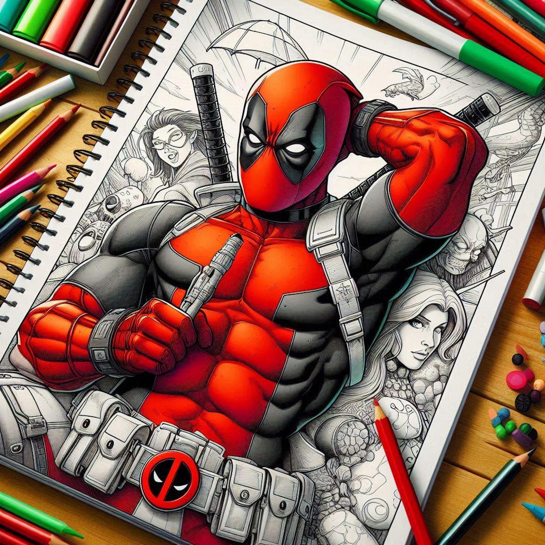 Deadpool Coloring Book 60 Pages: Fun and Educational Activity, Printable, Easy to Color - Etsy