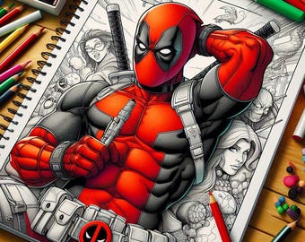 Deadpool målarbok 60 sidor: Rolig och lärorik aktivitet, utskrivbar, lätt att färglägga
