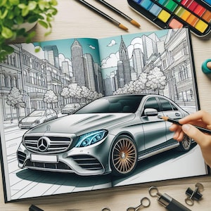 Mercedes coloring book 45 pages: Fun and Educational Activity, Printable, Easy to Color