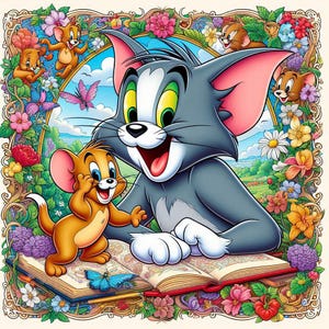 Kolorowanka Tom i Jerry 40 stron: Zabawna i edukacyjna aktywność, Do druku, Łatwa do pokolorowania