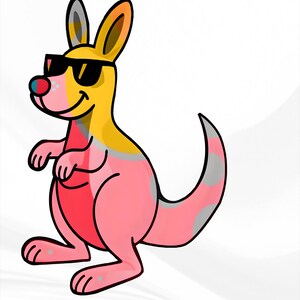Kids Animal Wall Art, Groovy Kangaroo Decal for Kids, Animal Vinyl Removable Wall Decal, Funny Kangaroo Decoration for  Kids