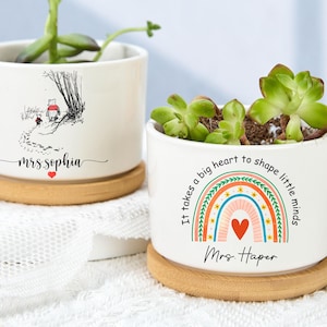 Maceta personalizada para maestros, maceta personalizada para maestros, maceta de agradecimiento para maestros, regalos de agradecimiento para maestros, regalos de regreso a clases