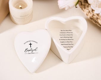 Personalized Christening Keepsake Box: Ceramic Baptism Gift, Irish Blessing