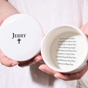 Personalized Baptism Box for Kids, Custom Ceramic Keepsake Box for Baby Baptism, Christening Gifts, Heart Keepsake Box with Script Font