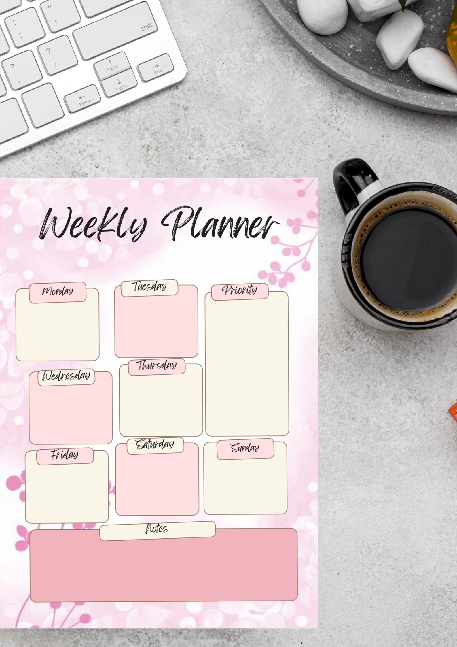 Floral Weekly Planner, Printable Schedule Organizer (PDF Pattern) - Etsy