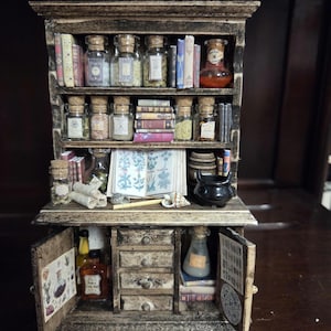 Miniature 1:12 scale Witch Apothecary Hutch Cabinet