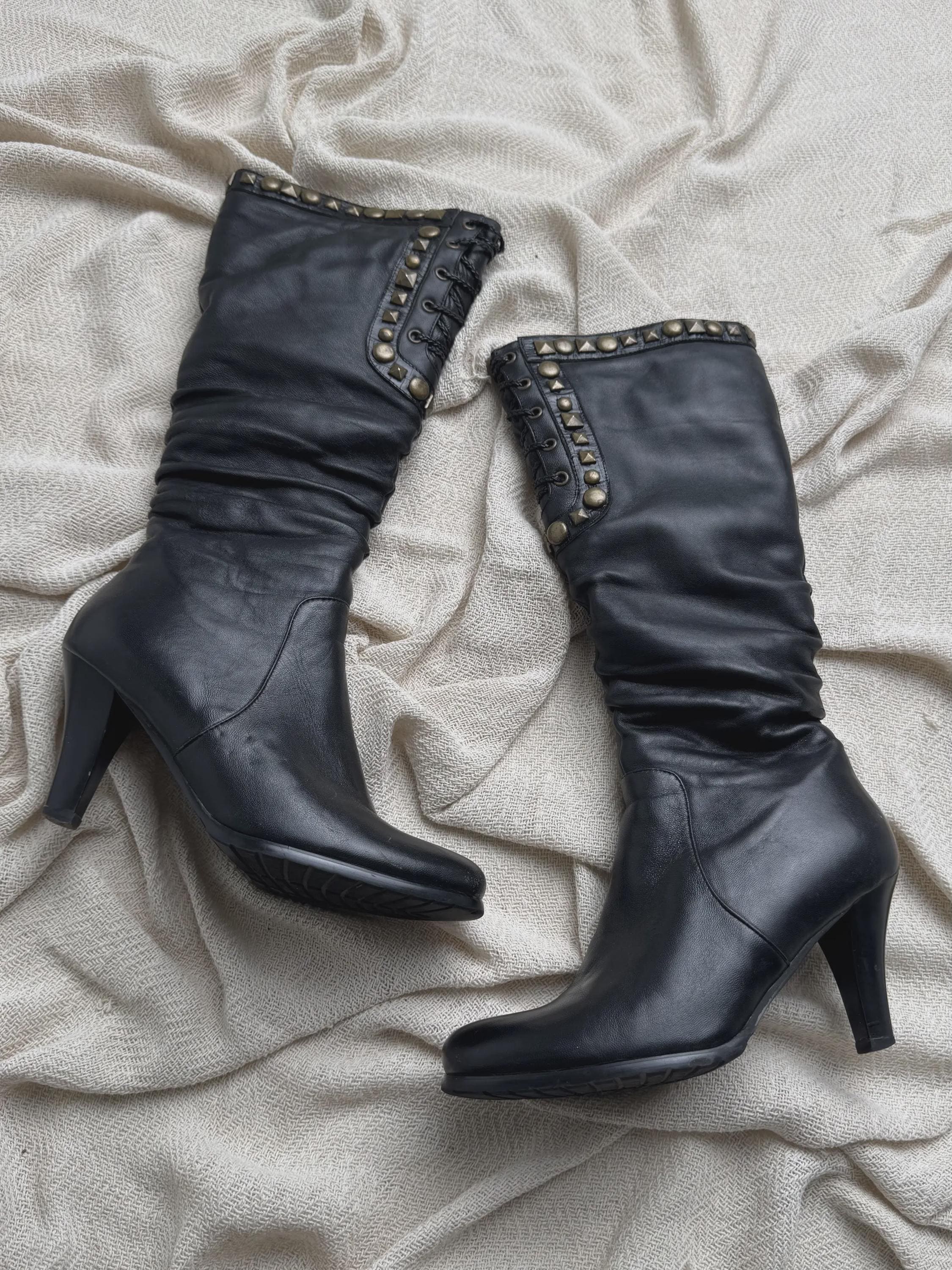 Vintage Studded Boots - Etsy