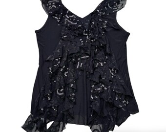 Camiseta sin mangas vintage W362 para mujer, talla S
