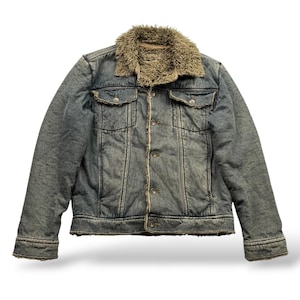 Y2K Denim Jacket With Faux Fur W44 Men’s Size M
