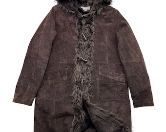 Vintage Suede Coat With Faux Fur Details W47 Women's Size L - Etsy