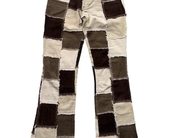 Vintage Corduroy Patchwork Flare Pants W440 Women's Size XS