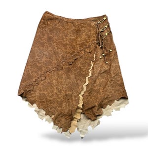 Vintage Leather Skirt With Straps W265 Women&#39;s Size L