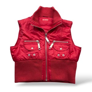 Gilet vintage con tasche con cerniera W16 Taglia donna S