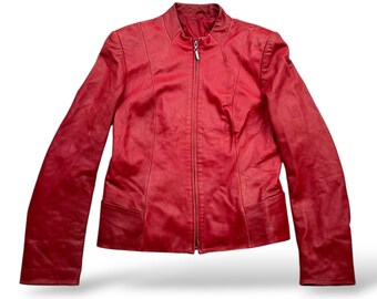Veste en cuir vintage W118 pour femmes, taille M