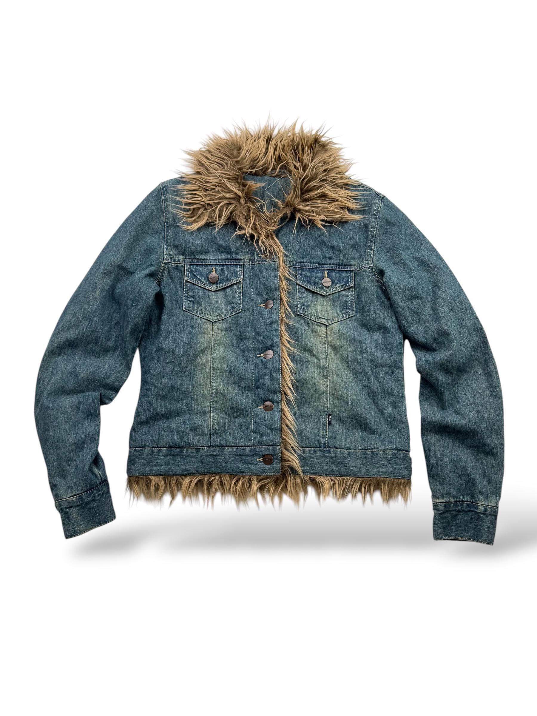 Y2k Fur Denim Jacket - Etsy