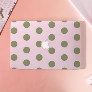 Custodia rigida satinata a pois rosa e verdi per MacBook Air 13/15 A3448 A3449, Neo, New Pro14 A3426, Pro16, Ret15/13, MacBook 2026 2025M4 M5