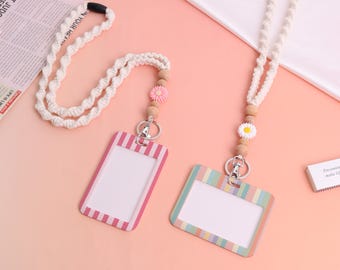 Streifen Ausweishalter, Leder Ausweishalter, Ausweishalter, Schlüsselband Zubehör, Krankenschwester Lehrer Arzt Ausweishalter, Schiebeverschluss, personalisiertes Geschenk