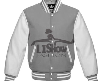 Grey Varsity Jacket Heather Gray College Letterman Coat Baseball