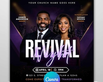 Sunday Night Revival Flyer, Church Event Flyer, Worship Flyer Template, Editable Canva Flyer, Revival Night Flyer