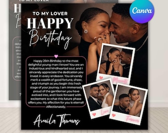 Romantic Birthday Flyer, Love Party Invitation, Surprise Couple Celebration (Digital Download)