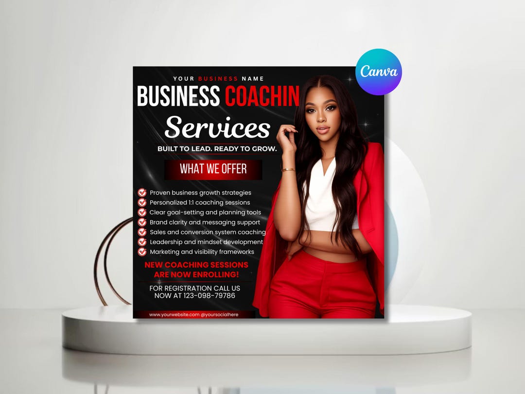 Editable Business Coach Flyer Template | Canva Coaching Promo Design ...